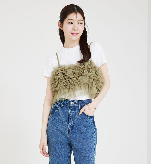 SELFIST「チュールフリルキャミビスチェ」|その他|グリーン