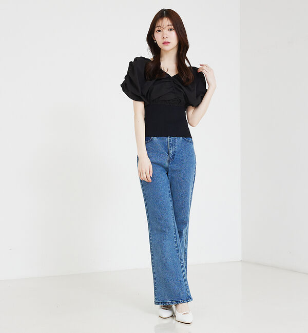 SELFIST「ニットドッキングバルーンブラウス」|シャツ・ブラウス|