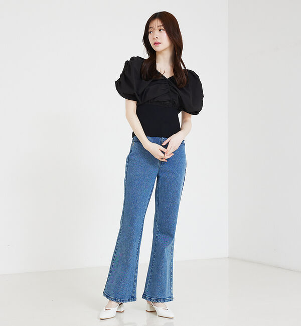 SELFIST「ニットドッキングバルーンブラウス」|シャツ・ブラウス|