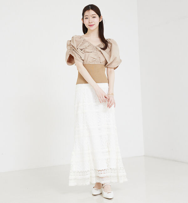 SELFIST「ニットドッキングバルーンブラウス」|シャツ・ブラウス|