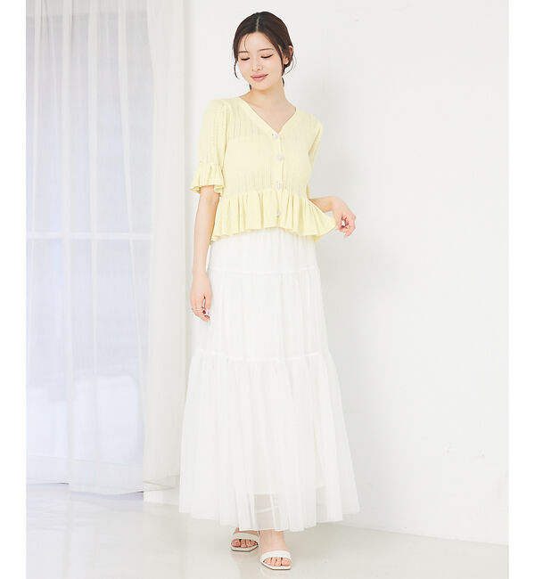 SELFIST「ビジューボタン付きペプラムニットカーデ」|カーディガン|