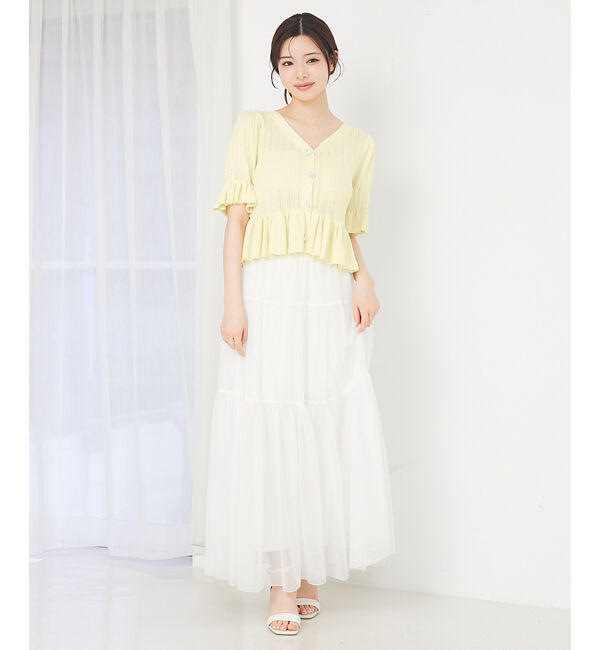 SELFIST「ビジューボタン付きペプラムニットカーデ」|カーディガン|