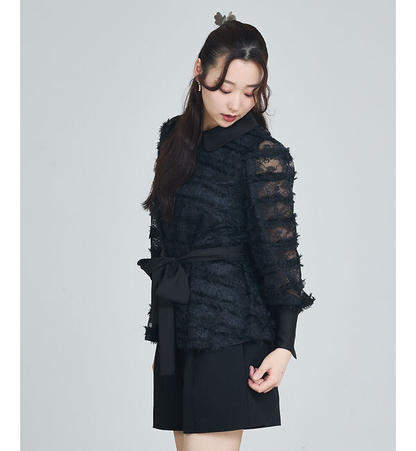 SELFIST「マルチWAYリボン付き フリンジレースブラウス」|シャツ・ブラウス|