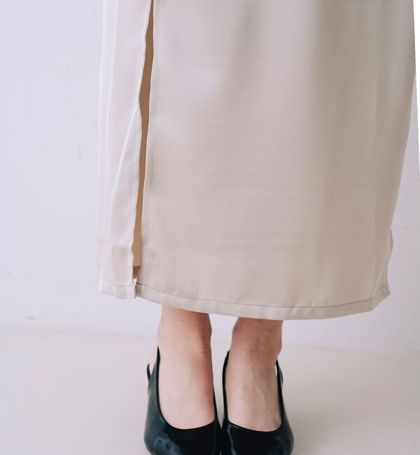 SELFIST「【一花さんコラボ】ニットカーデ＆サテンワンピースSET」|ワンピース|