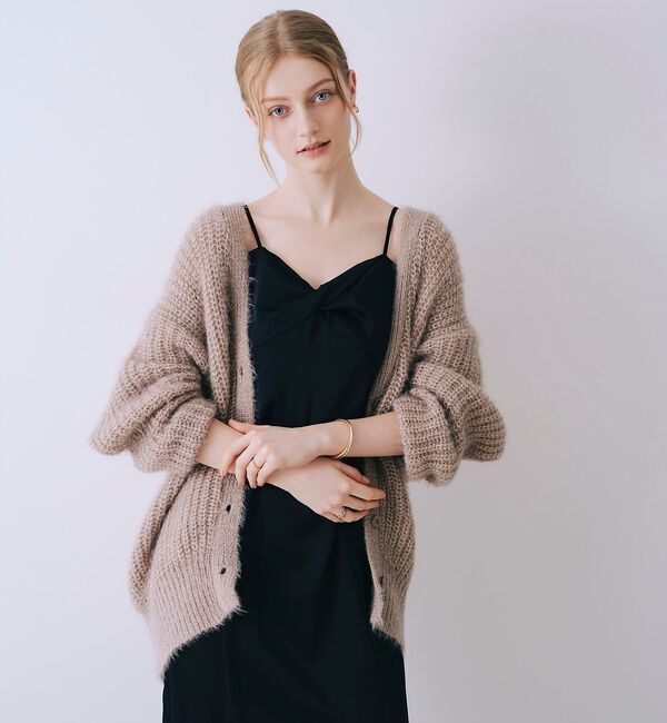 SELFIST「【一花さんコラボ】ニットカーデ＆サテンワンピースSET」|ワンピース|