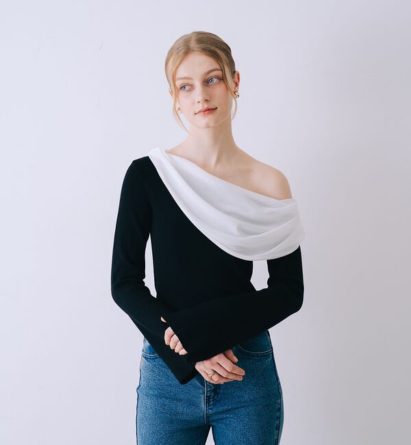 SELFIST「2wayワンショルダーリボン付ニット」|ニット・セーター|