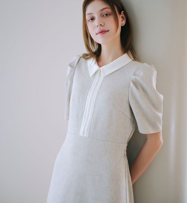 SELFIST「衿配色フロントジップフレアワンピース【予約】」|ワンピース|