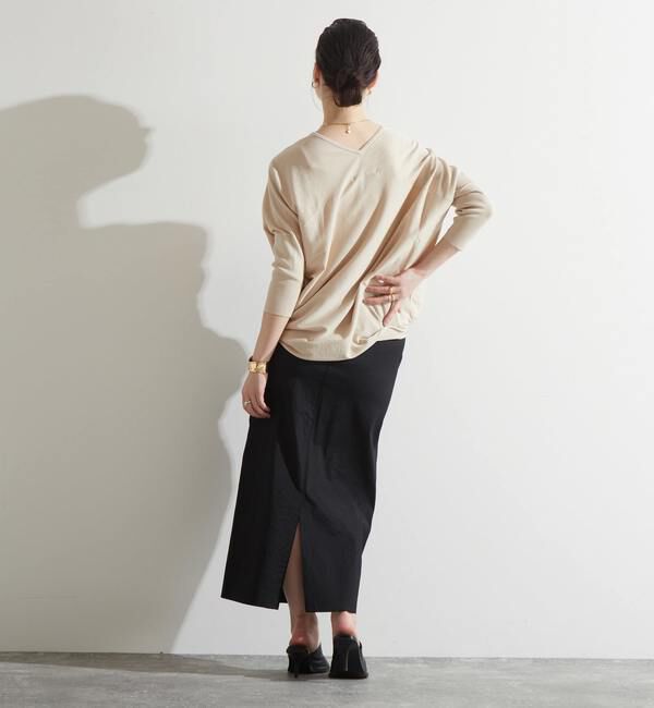 Liesse「綿シルクVネックビッグドルマンニット」|ニット・セーター|