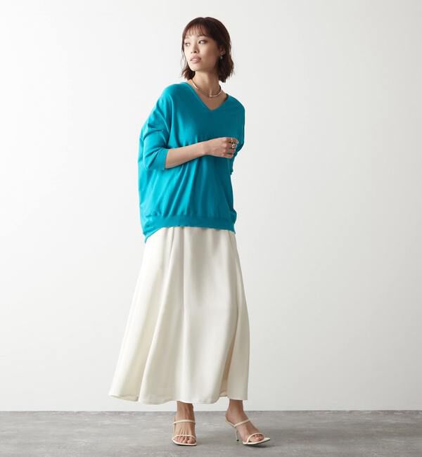 Liesse「綿シルクVネックビッグドルマンニット」|ニット・セーター|