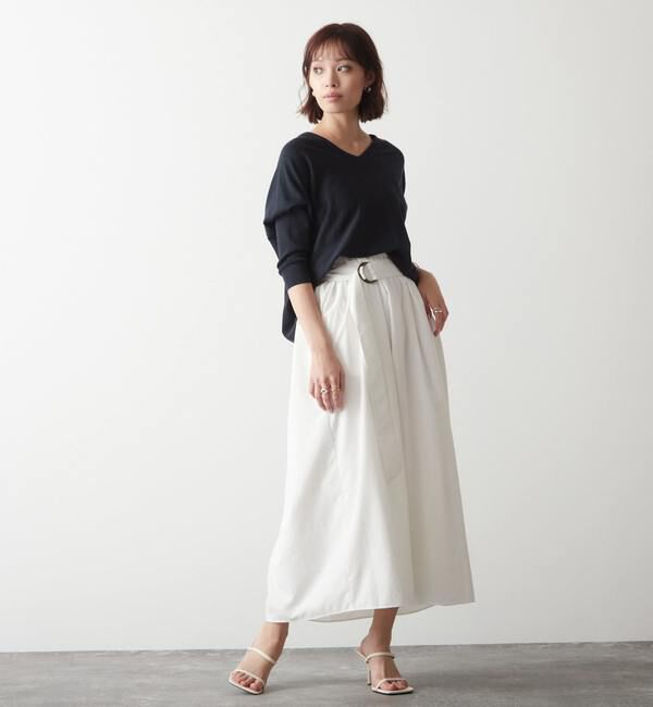 Liesse「綿シルクVネックビッグドルマンニット」|ニット・セーター|