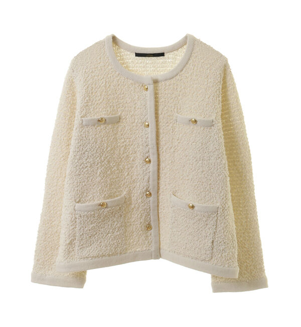 Liesse「ツイーディーニットジャケット」|カーディガン|アイボリー