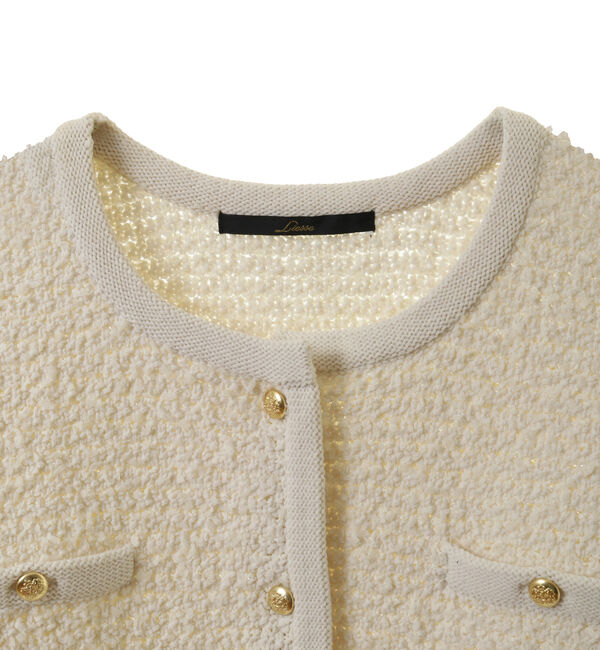 Liesse「ツイーディーニットジャケット」|カーディガン|