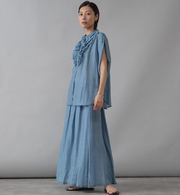 Liesse「テンセルシアーデニムフリルブラウス」|シャツ・ブラウス|