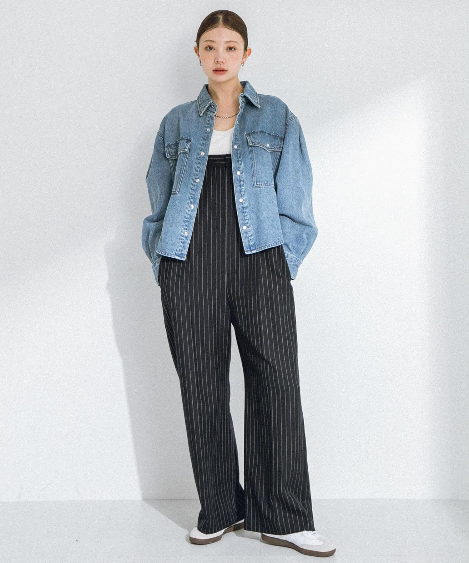 Sonny Label 「ピンストライプベアサロペット」|スカート|ネイビー