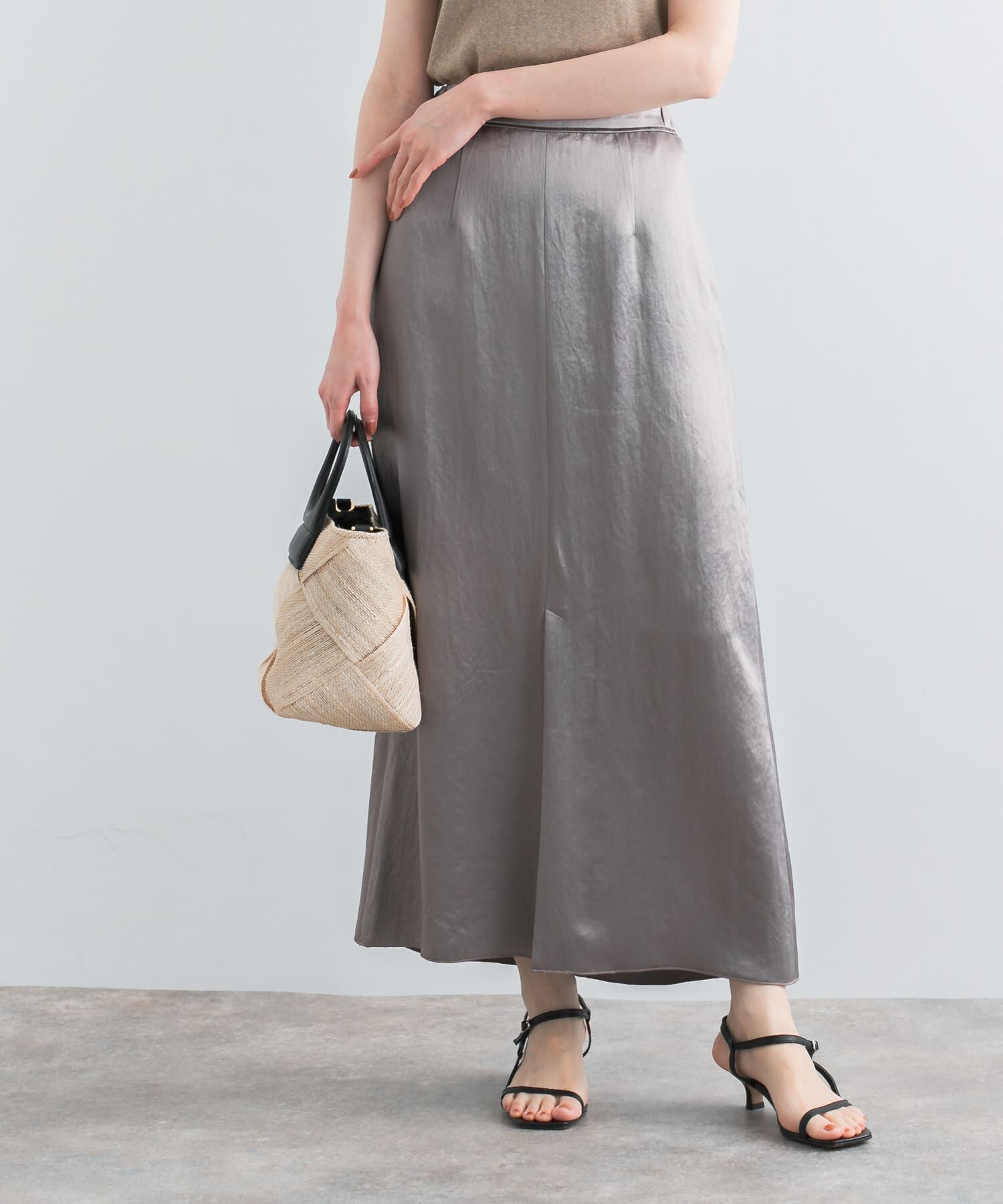 URBAN RESEARCH ROSSO「アセテートサテンスリットスカート」|スカート|