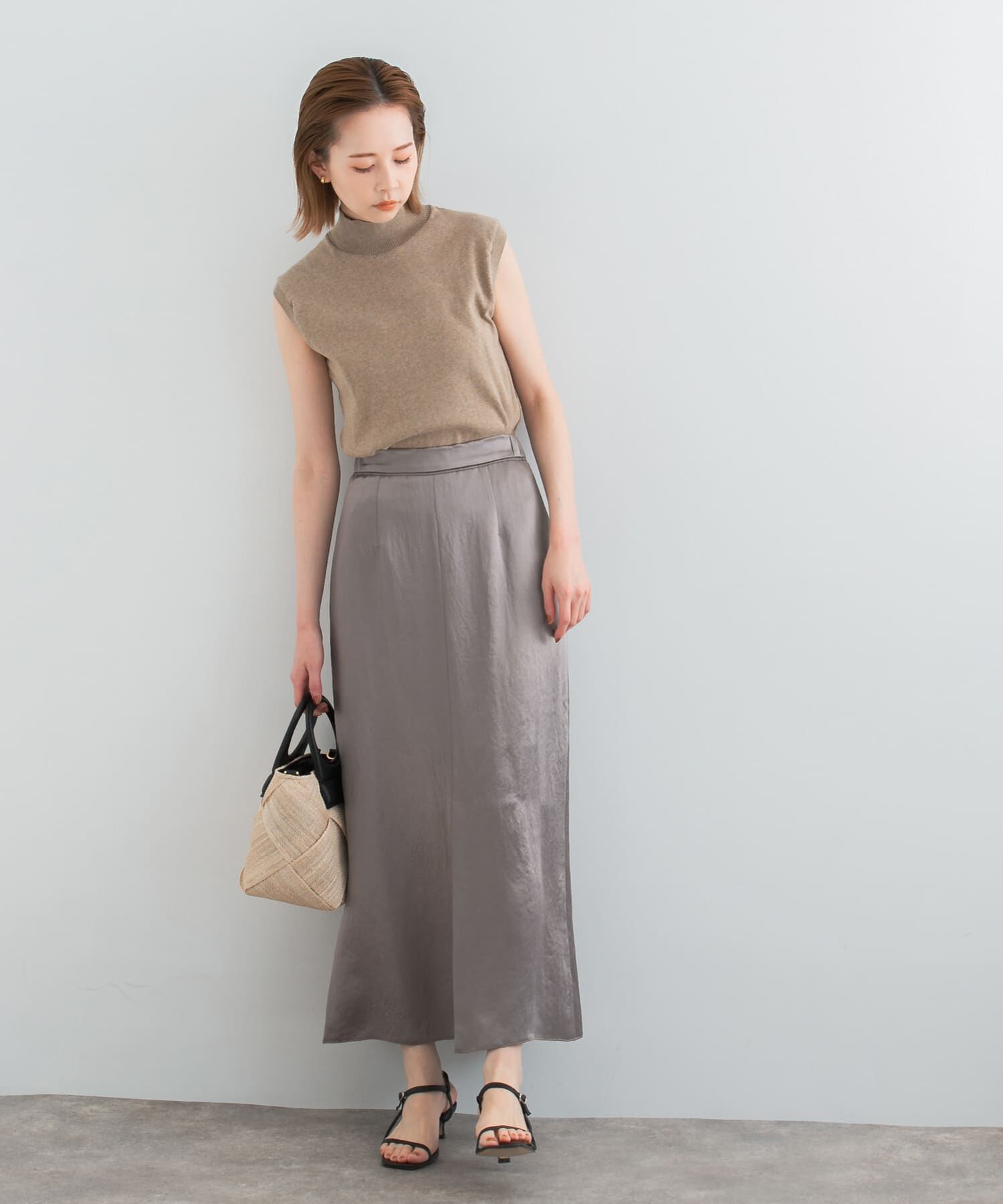 URBAN RESEARCH ROSSO「アセテートサテンスリットスカート」|スカート|