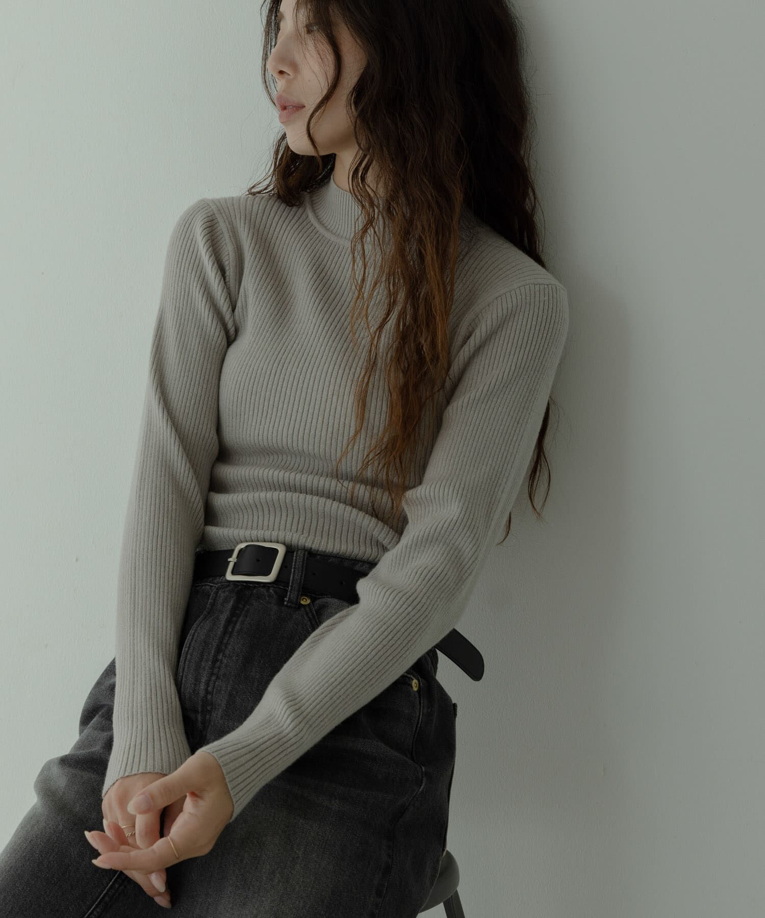 Sonny Label 「ウォッシャブルリブハイネックニットプルオーバー」|ニット・セーター|グレー