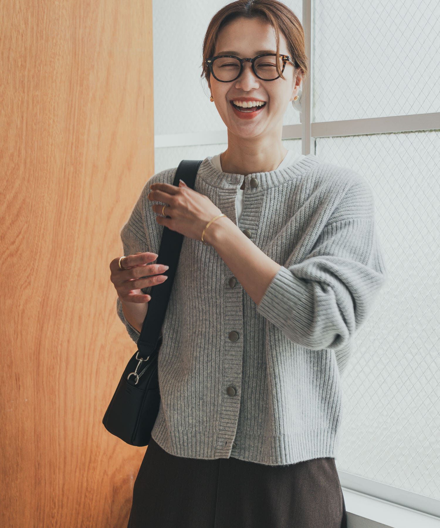 URBAN RESEARCH DOORS「ハミルトンウール畦クルーネックカーディガン」|カーディガン|