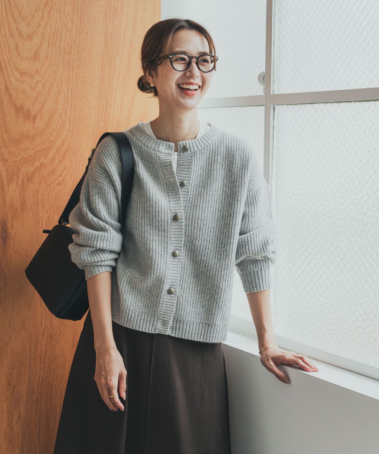 URBAN RESEARCH DOORS「ハミルトンウール畦クルーネックカーディガン」|カーディガン|