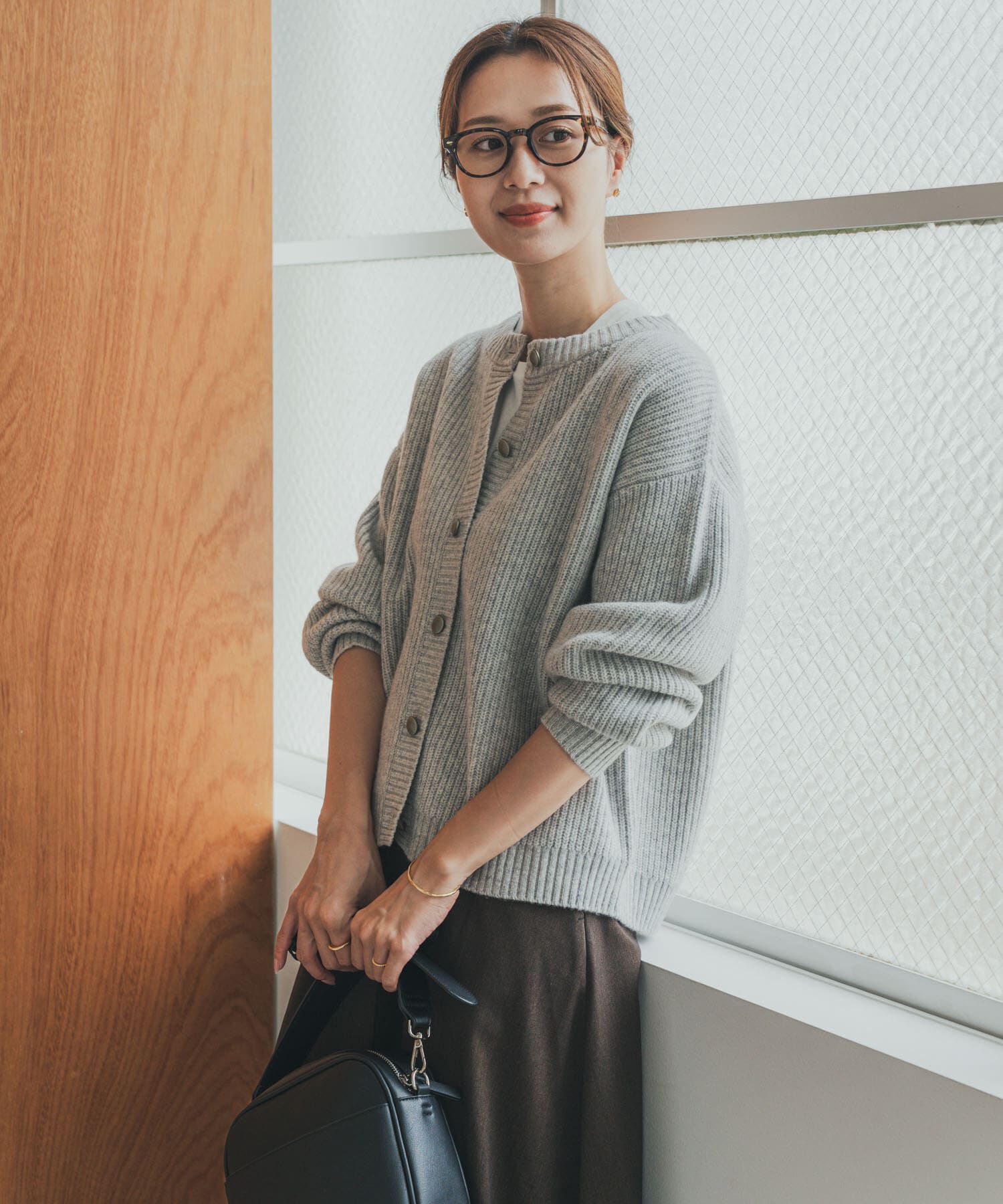 URBAN RESEARCH DOORS「ハミルトンウール畦クルーネックカーディガン」|カーディガン|