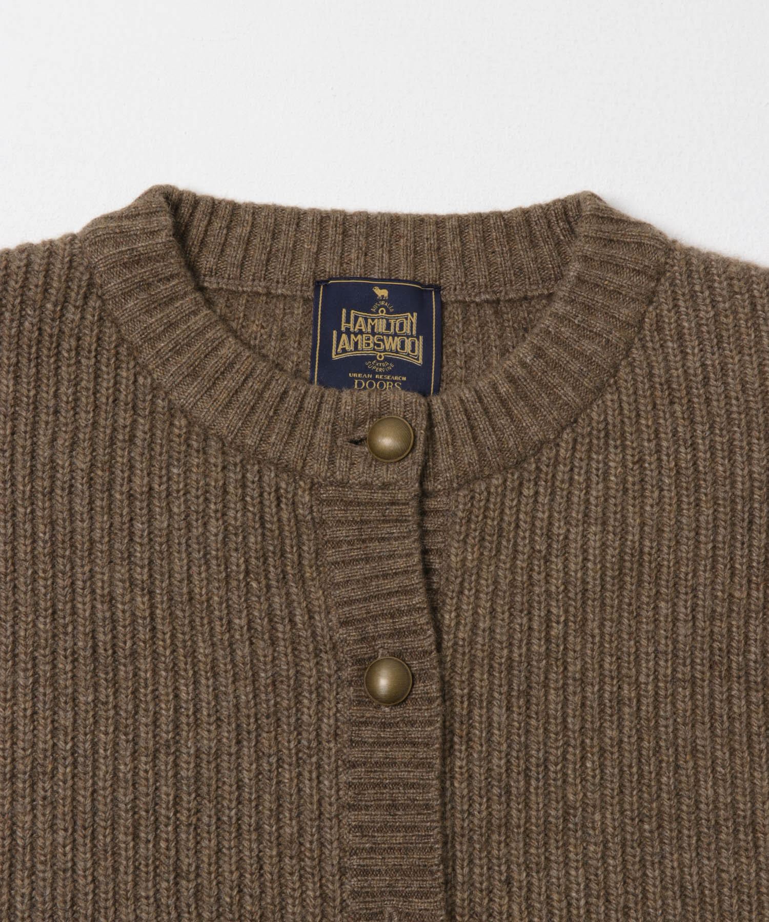 URBAN RESEARCH DOORS「ハミルトンウール畦クルーネックカーディガン」|カーディガン|