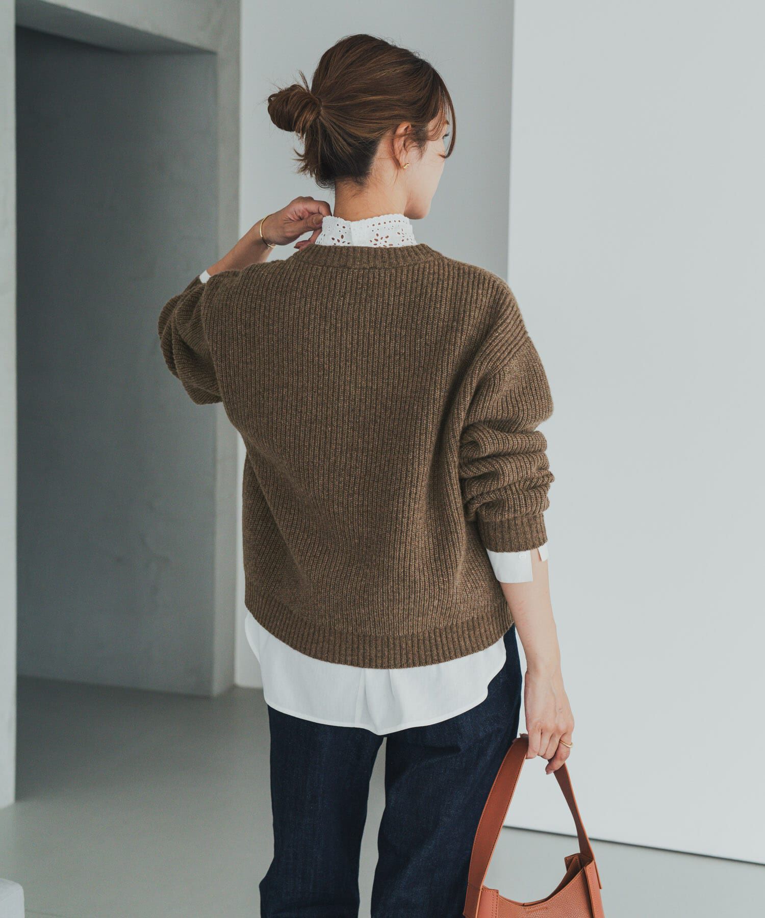 URBAN RESEARCH DOORS「ハミルトンウール畦クルーネックカーディガン」|カーディガン|