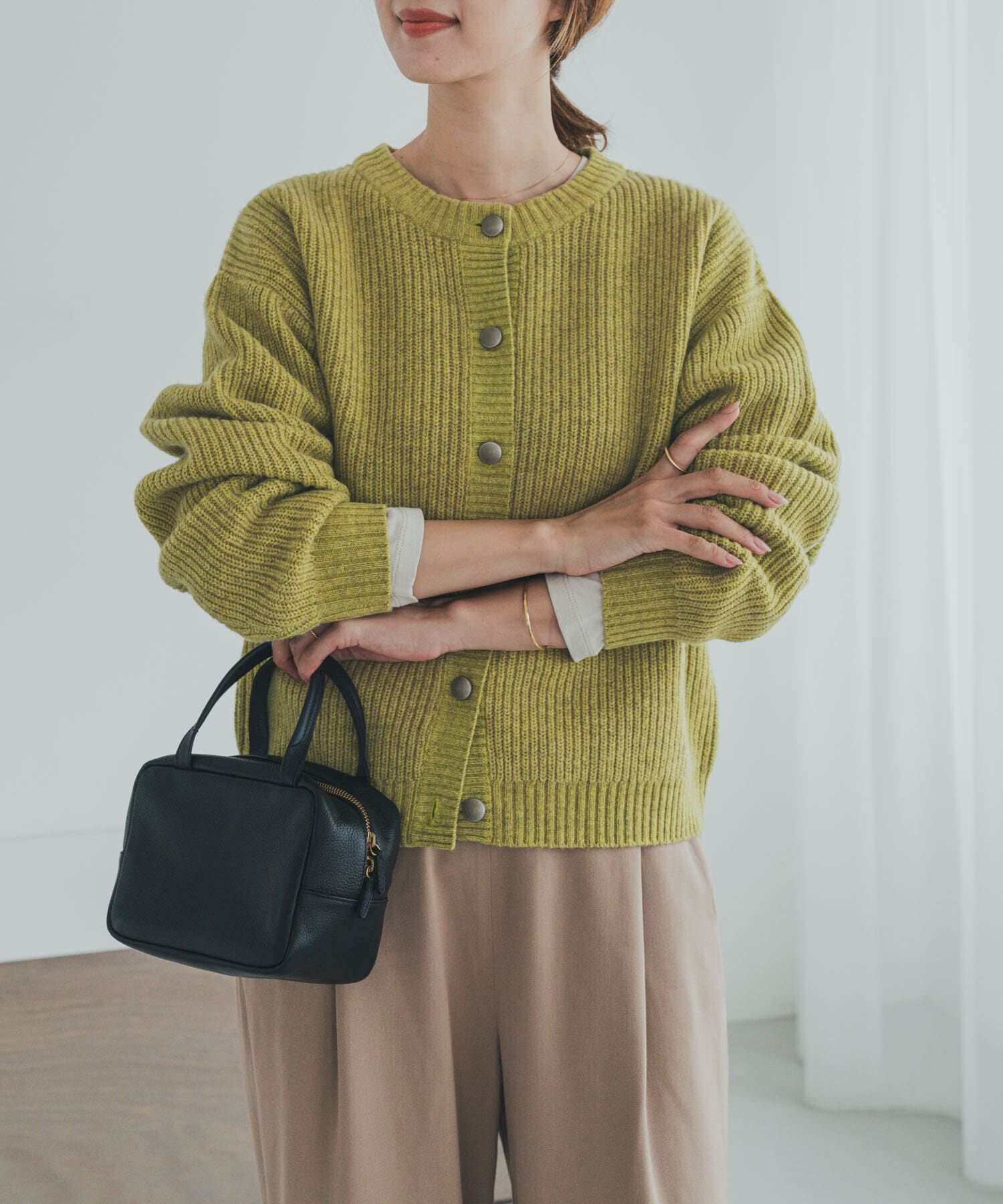 URBAN RESEARCH DOORS「ハミルトンウール畦クルーネックカーディガン」|カーディガン|