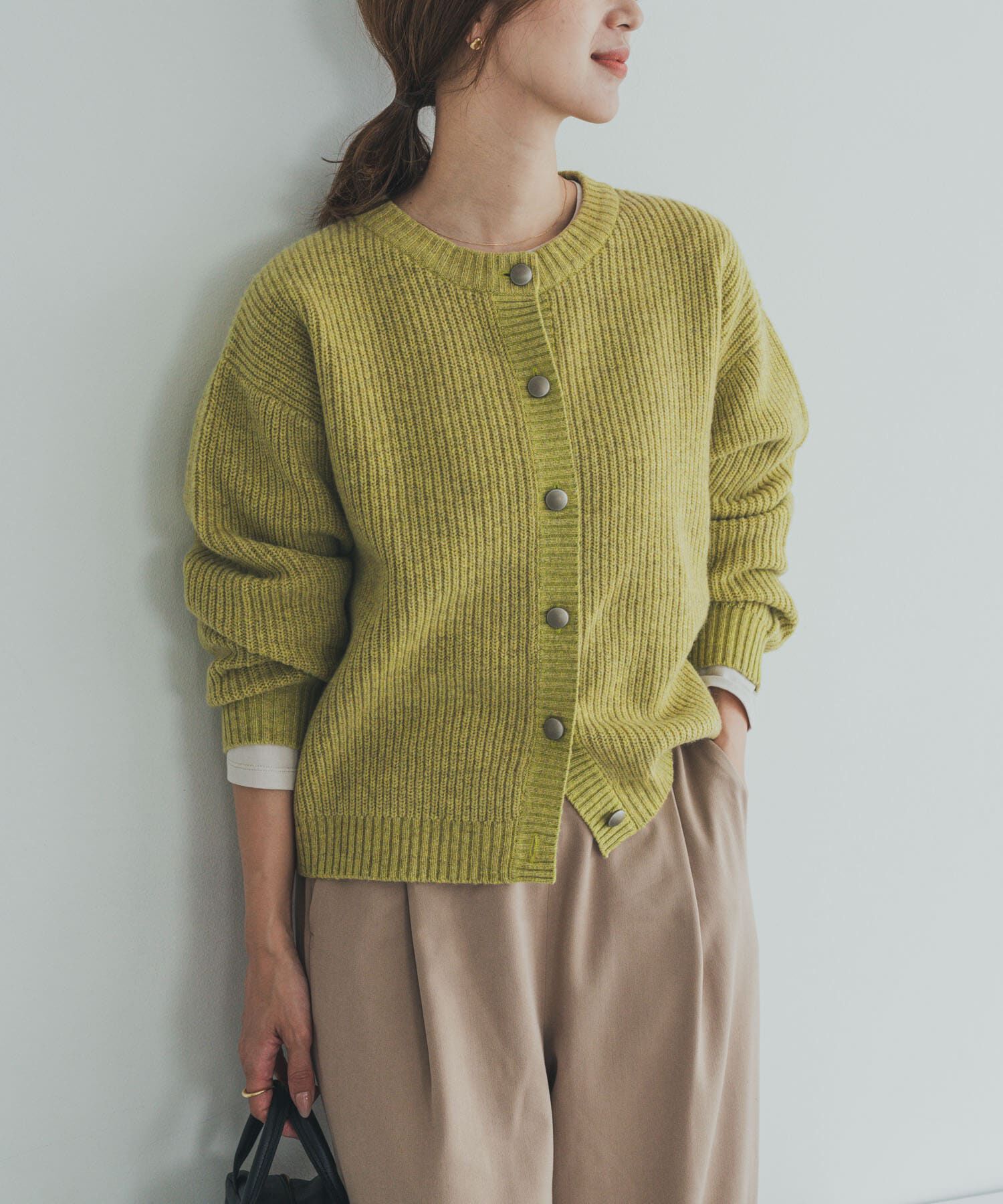 URBAN RESEARCH DOORS「ハミルトンウール畦クルーネックカーディガン」|カーディガン|