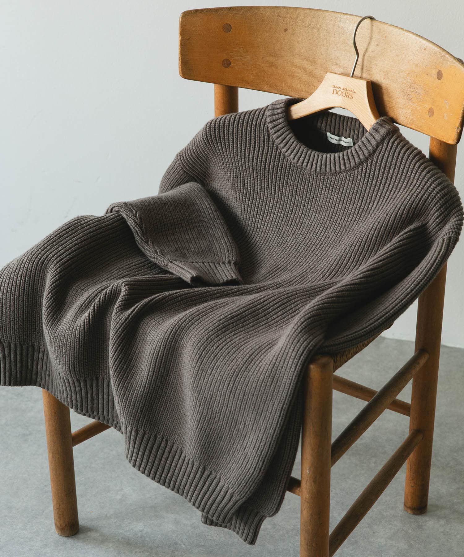 URBAN RESEARCH DOORS「畦ニット クルーネックプルオーバー」|ニット・セーター|グレー