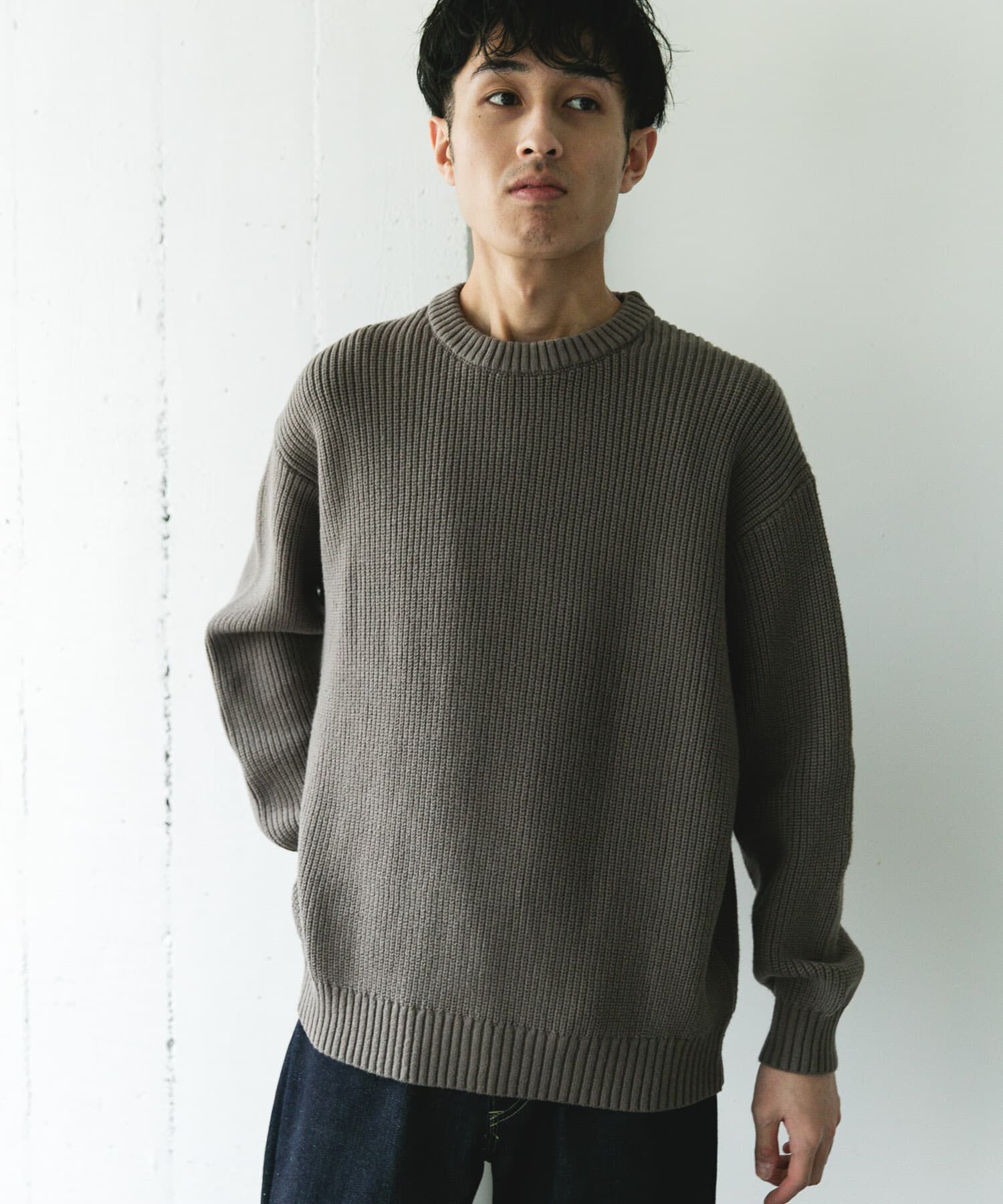 URBAN RESEARCH DOORS「畦ニット クルーネックプルオーバー」|ニット・セーター|