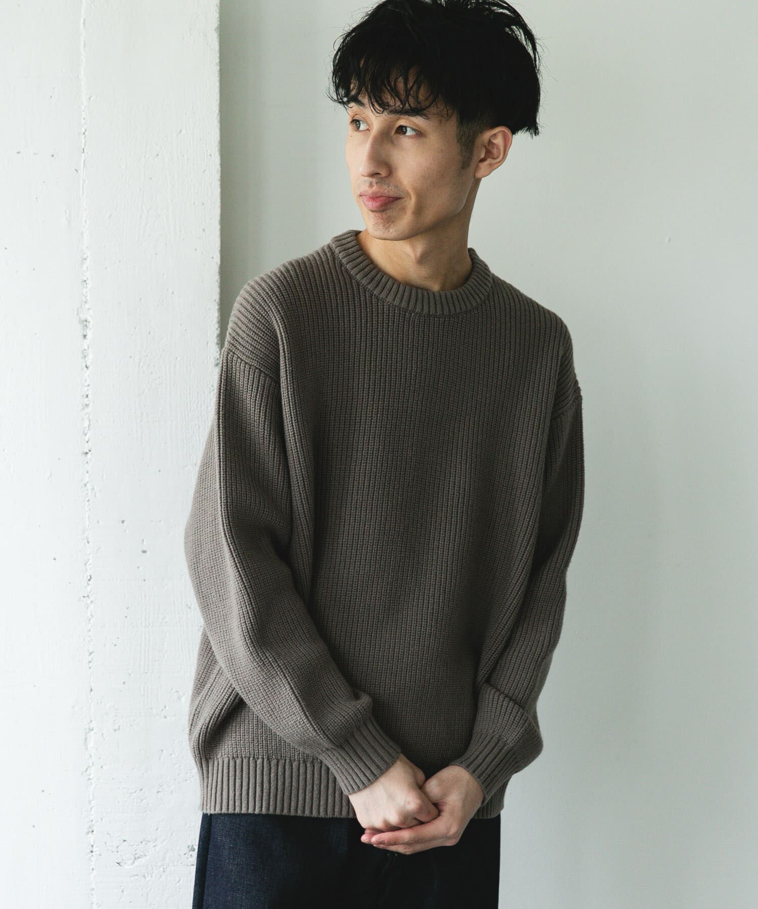 URBAN RESEARCH DOORS「畦ニット クルーネックプルオーバー」|ニット・セーター|