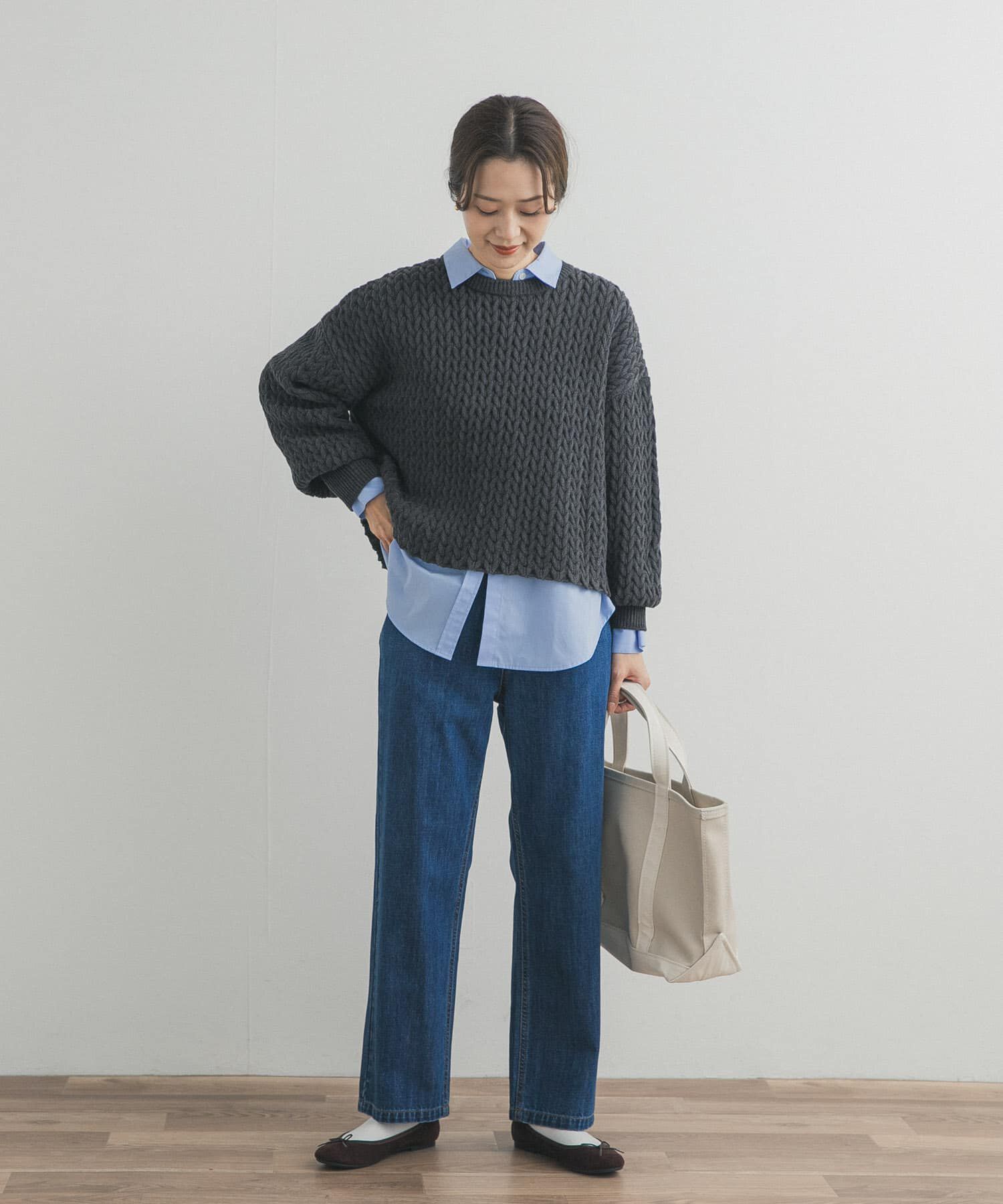 URBAN RESEARCH DOORS「ヘリンボーン柄ニットプルオーバー」|ニット・セーター|