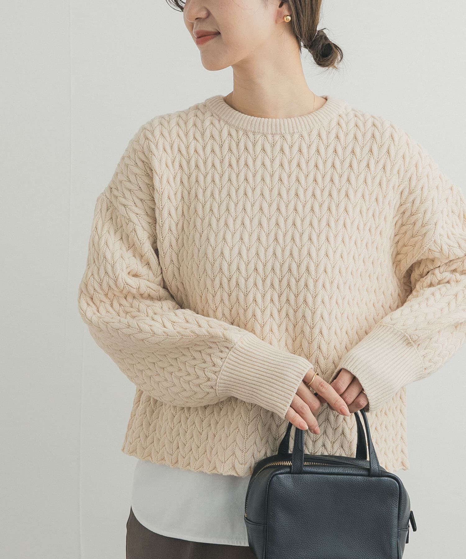 URBAN RESEARCH DOORS「ヘリンボーン柄ニットプルオーバー」|ニット・セーター|