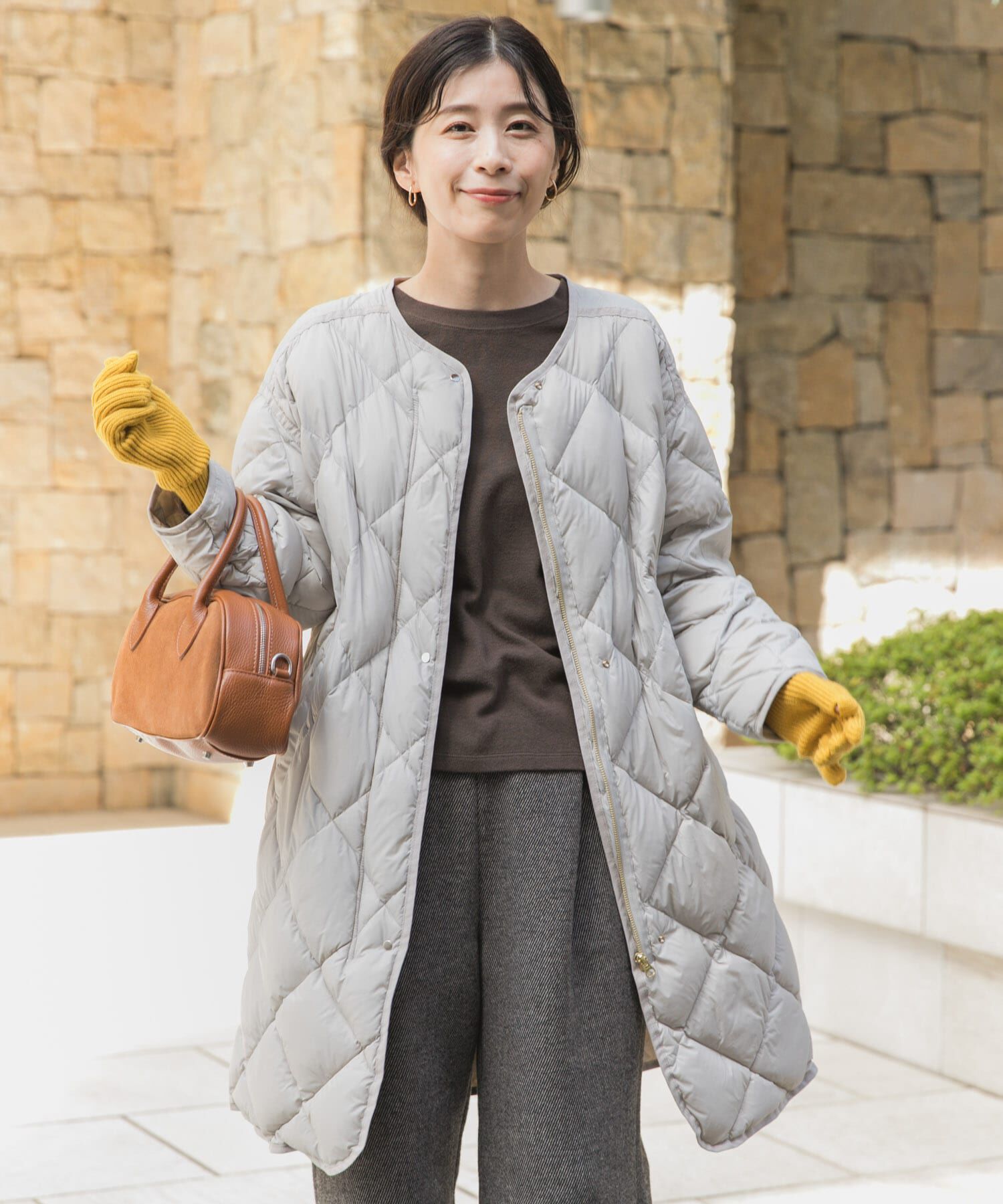 URBAN RESEARCH DOORS「ライトダウンキルトロングコート」|ノーカラーコート|