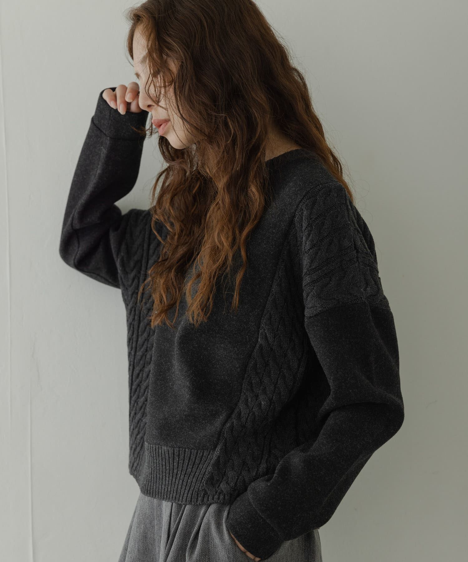 Sonny Label 「ケーブル切替メルトンジャージプルオーバー」|ニット・セーター|