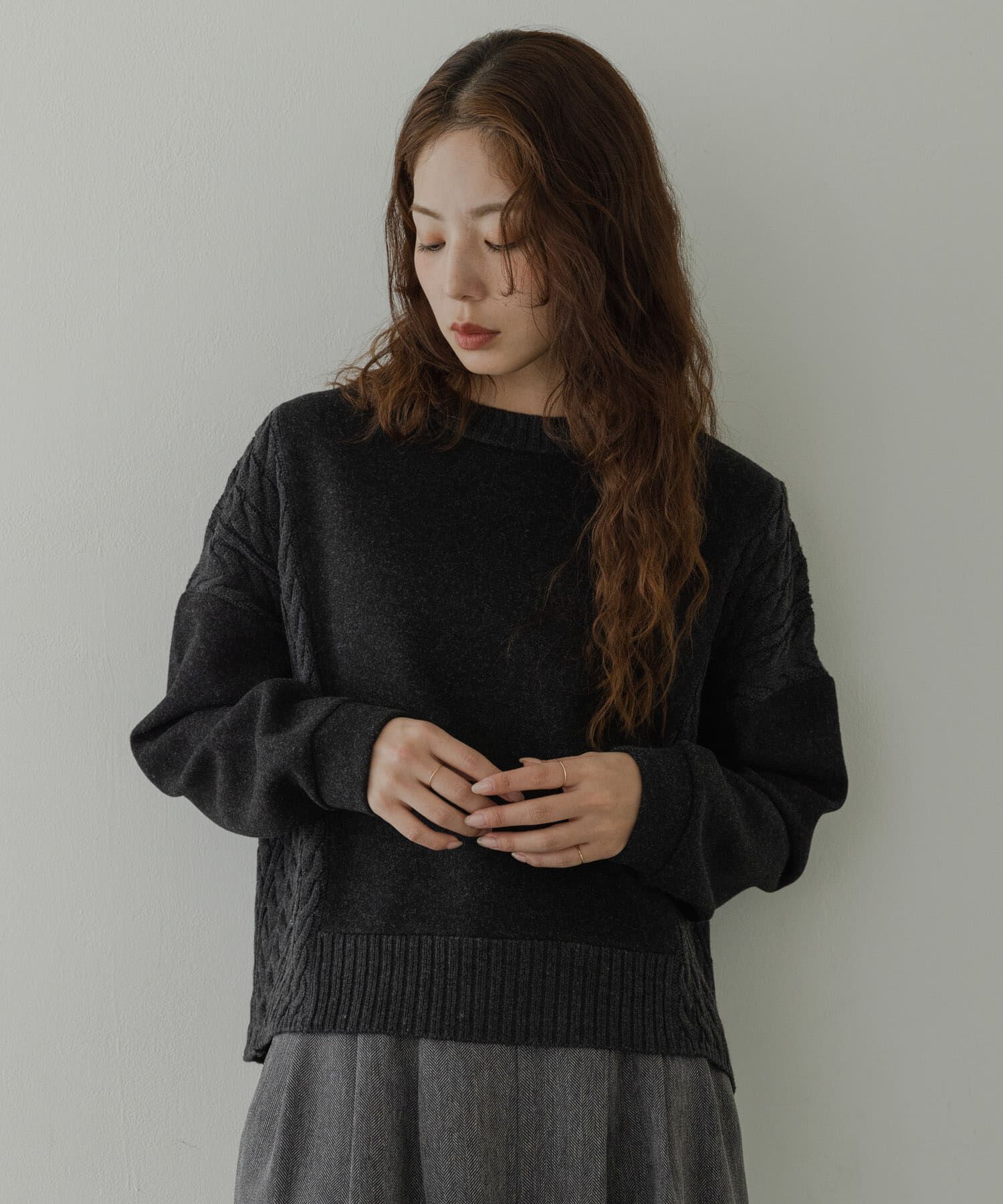 Sonny Label 「ケーブル切替メルトンジャージプルオーバー」|ニット・セーター|