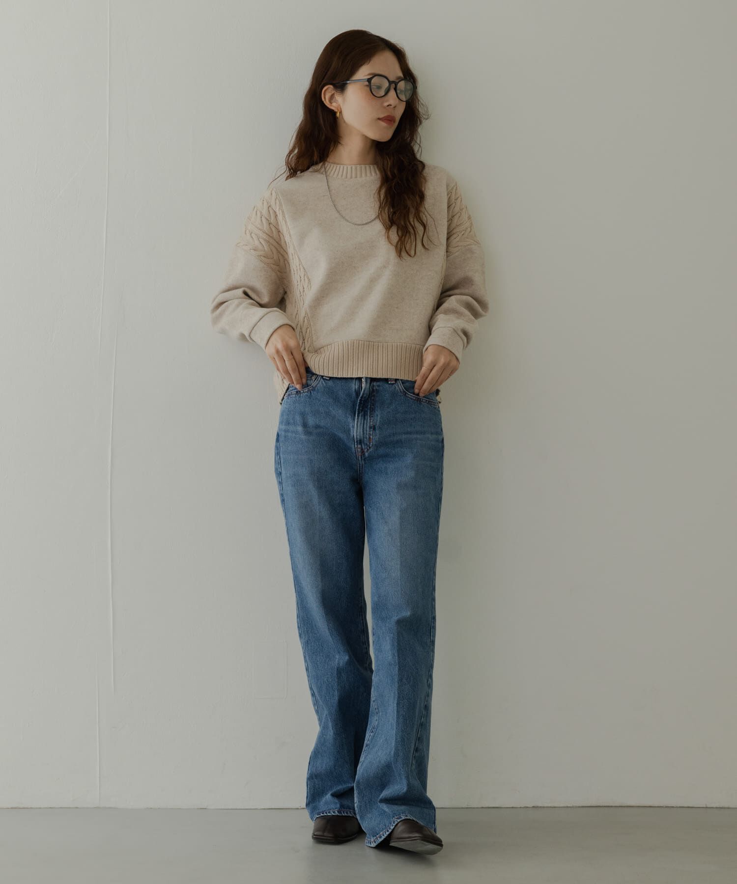 Sonny Label 「ケーブル切替メルトンジャージプルオーバー」|ニット・セーター|