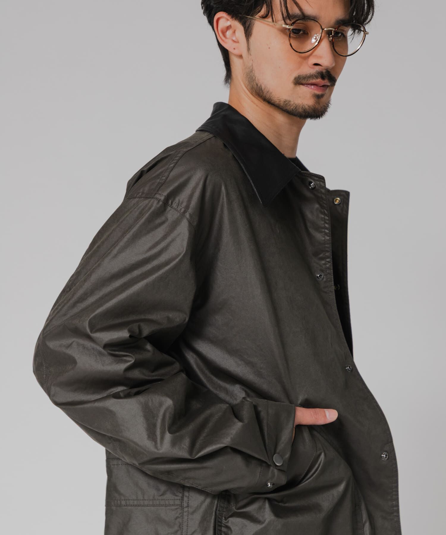 URBAN RESEARCH「NYLON HUNTING JACKET」|ノーカラーコート|