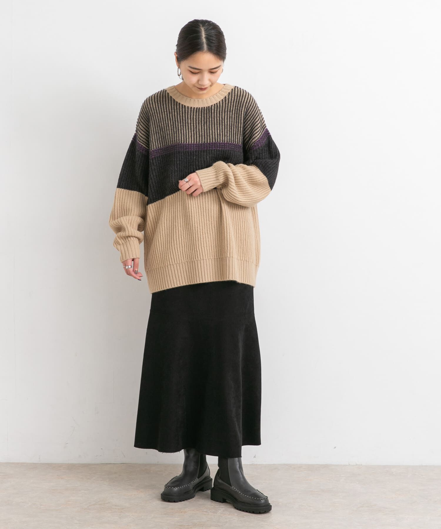  「カットオフ切替ロングスカート」|スカート|