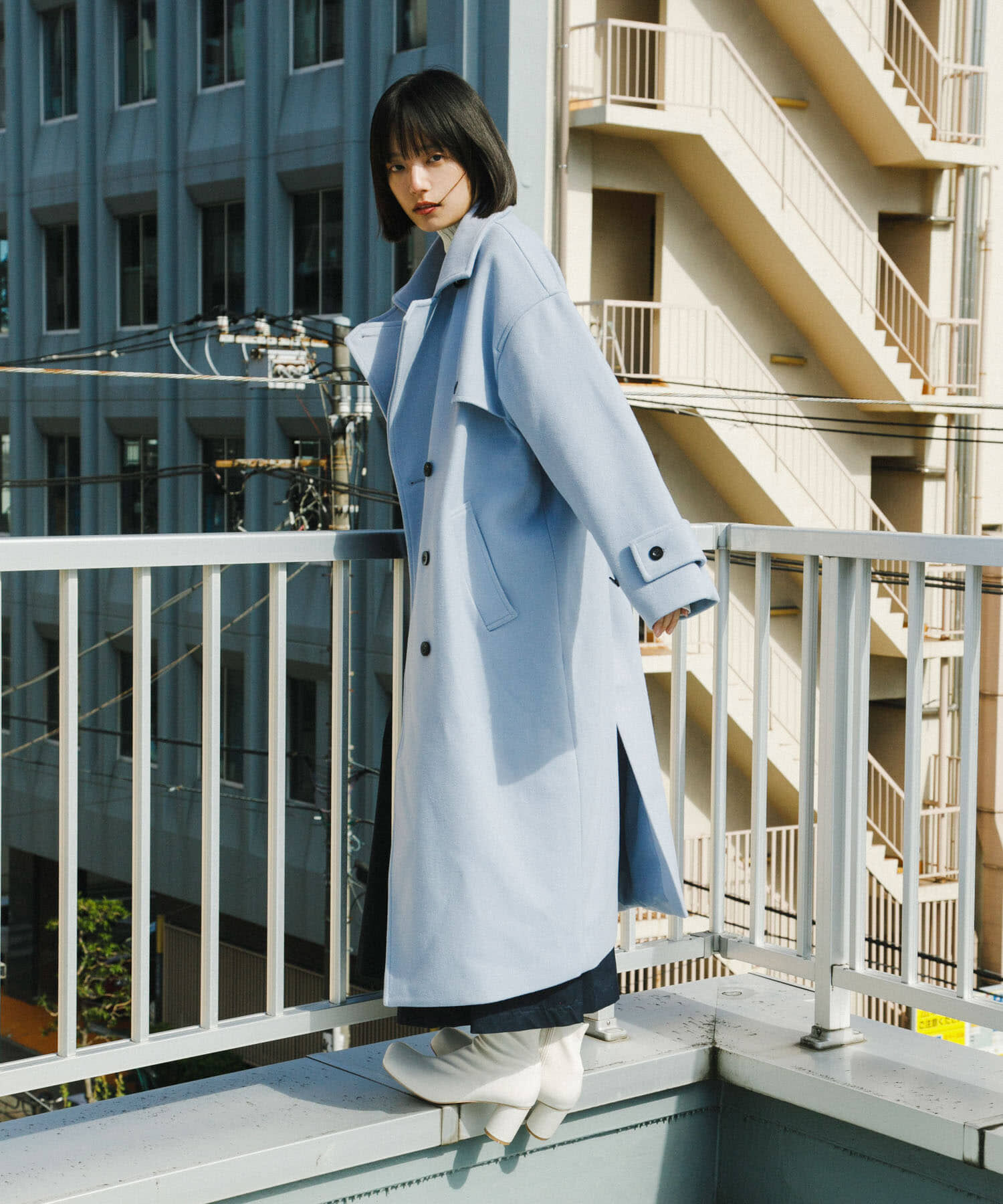  「『2サイズ展開』コクーンロングコート」|ステンカラーコート|