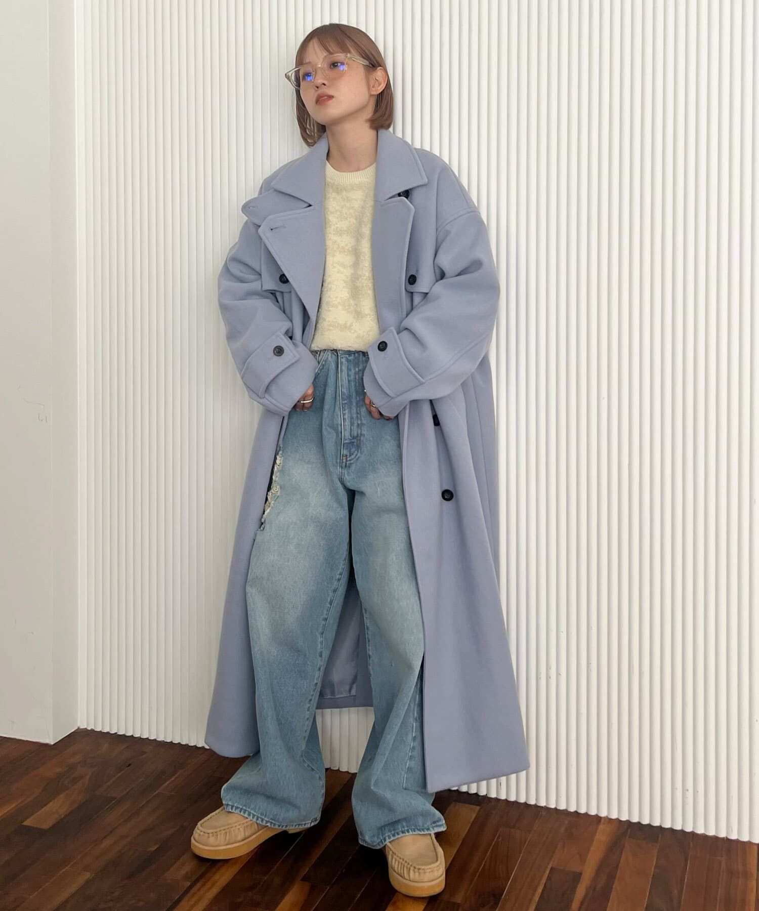  「『2サイズ展開』コクーンロングコート」|ステンカラーコート|