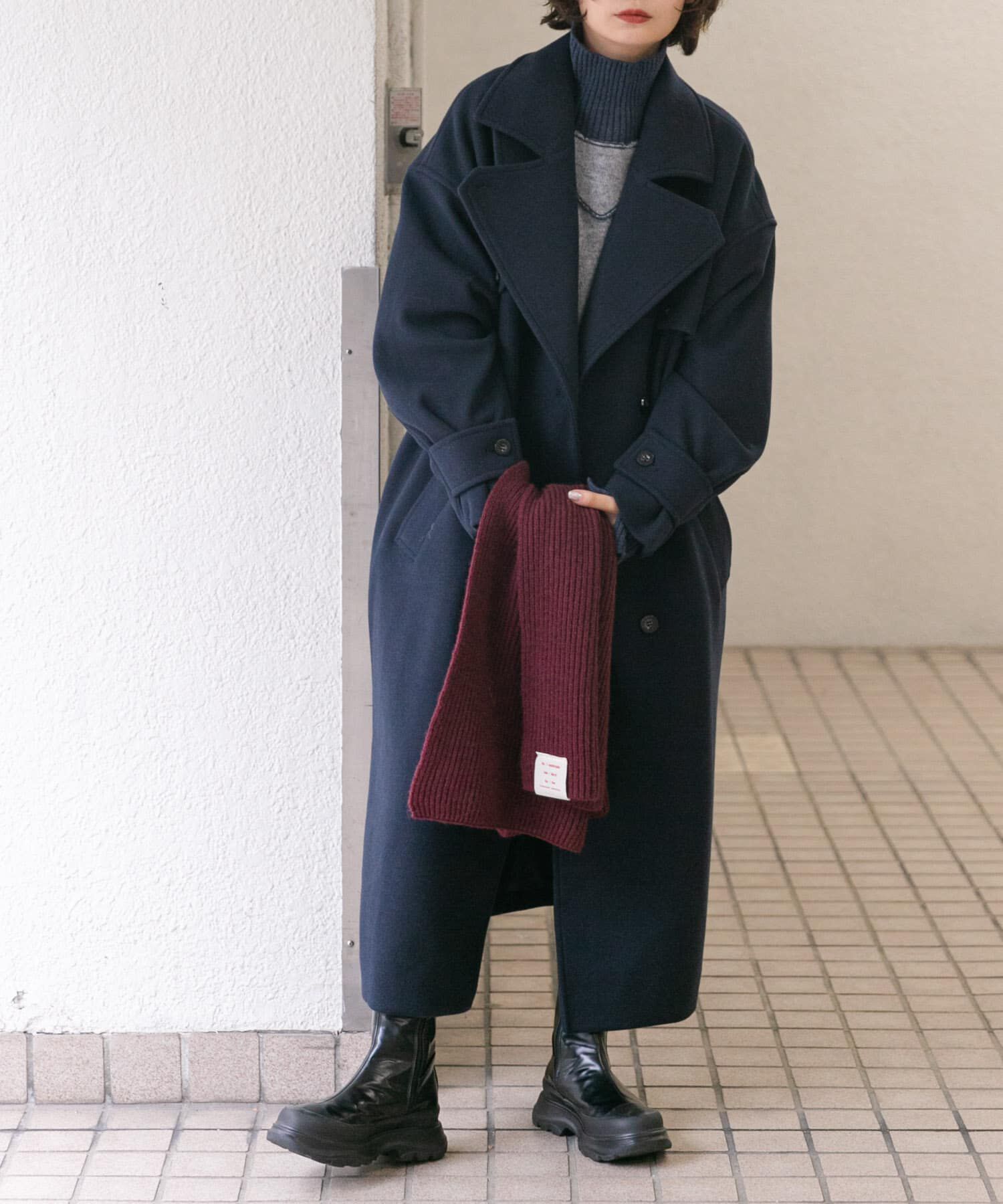  「『2サイズ展開』コクーンロングコート」|ステンカラーコート|