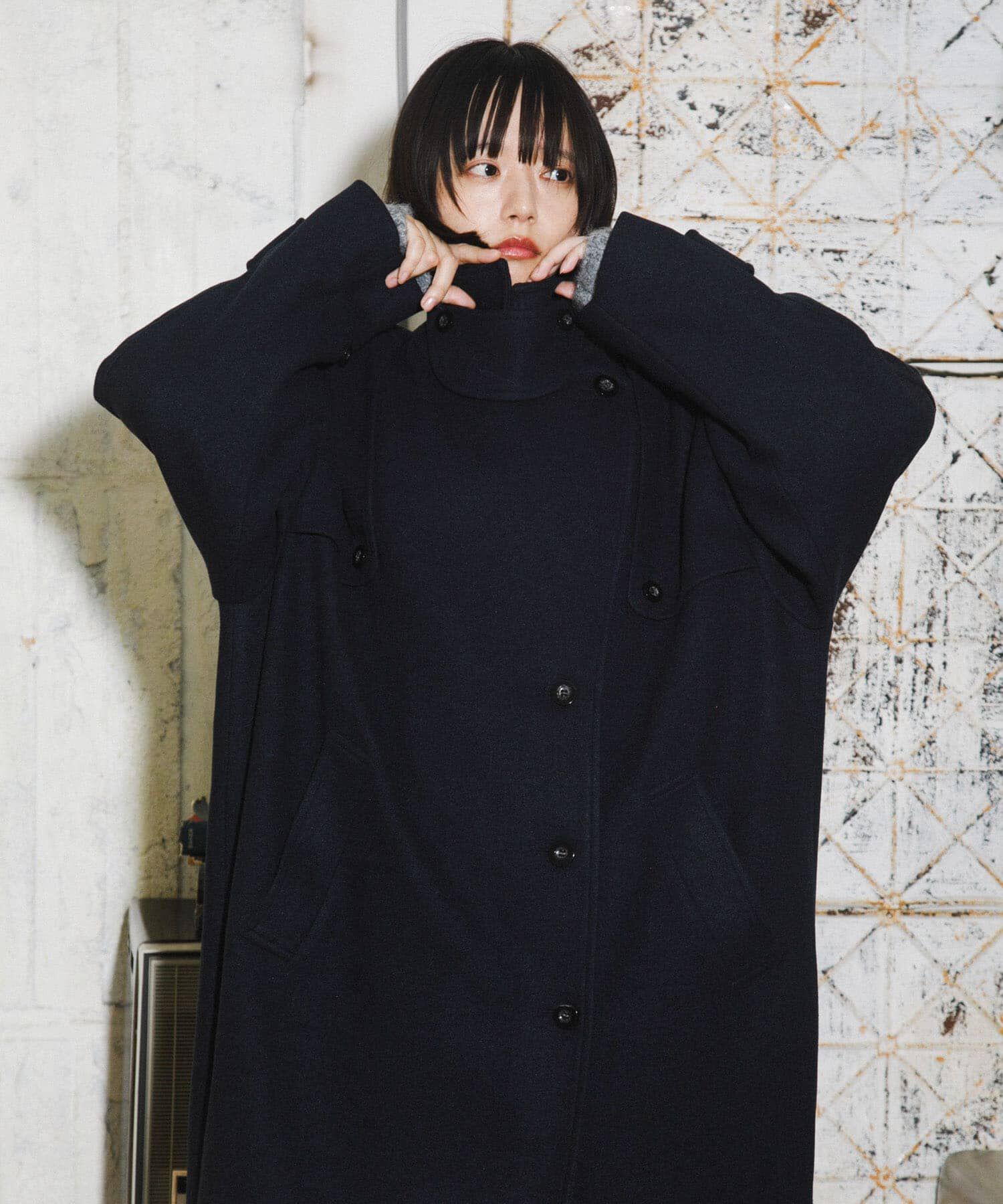  「『2サイズ展開』コクーンロングコート」|ステンカラーコート|