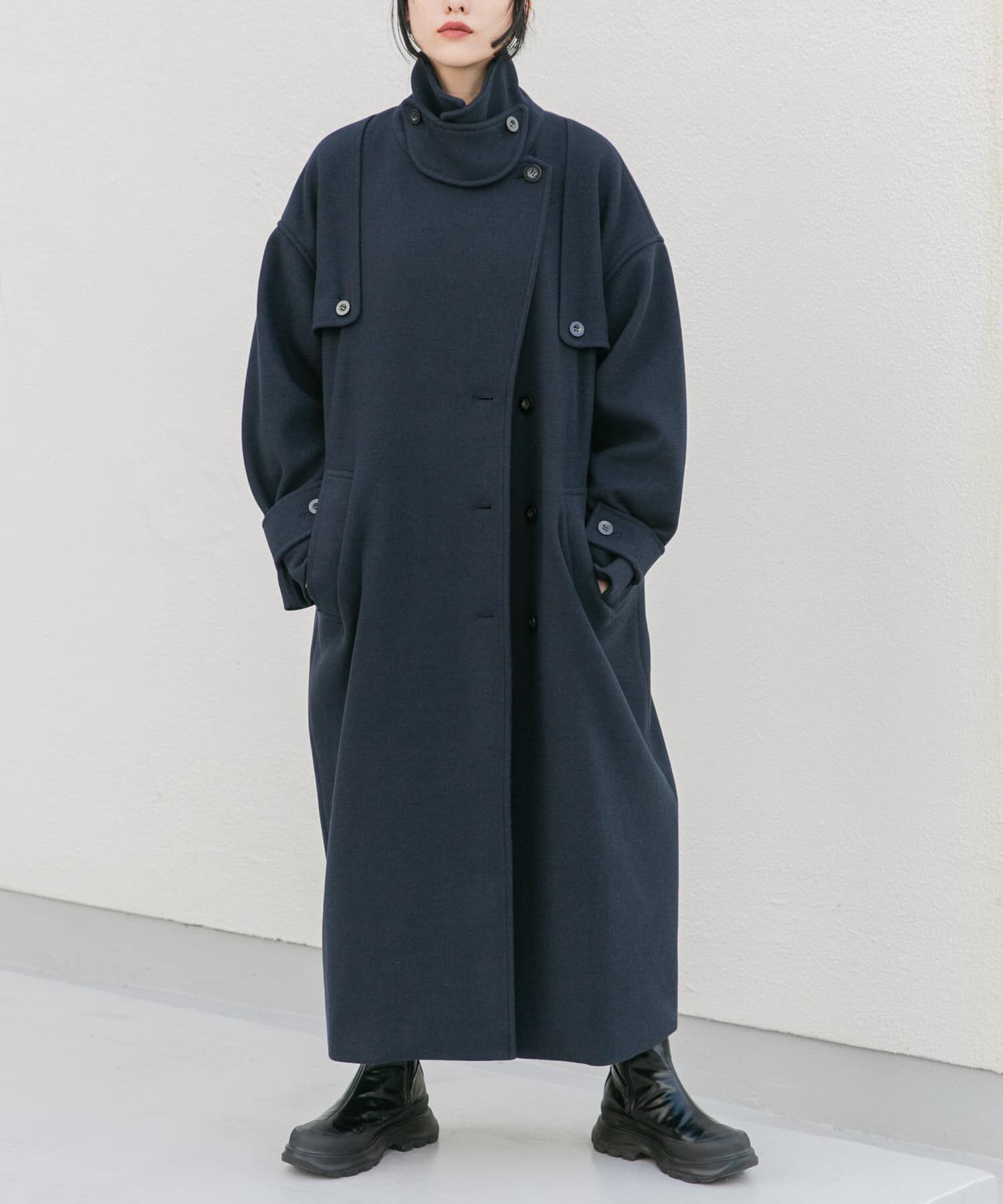  「『2サイズ展開』コクーンロングコート」|ステンカラーコート|