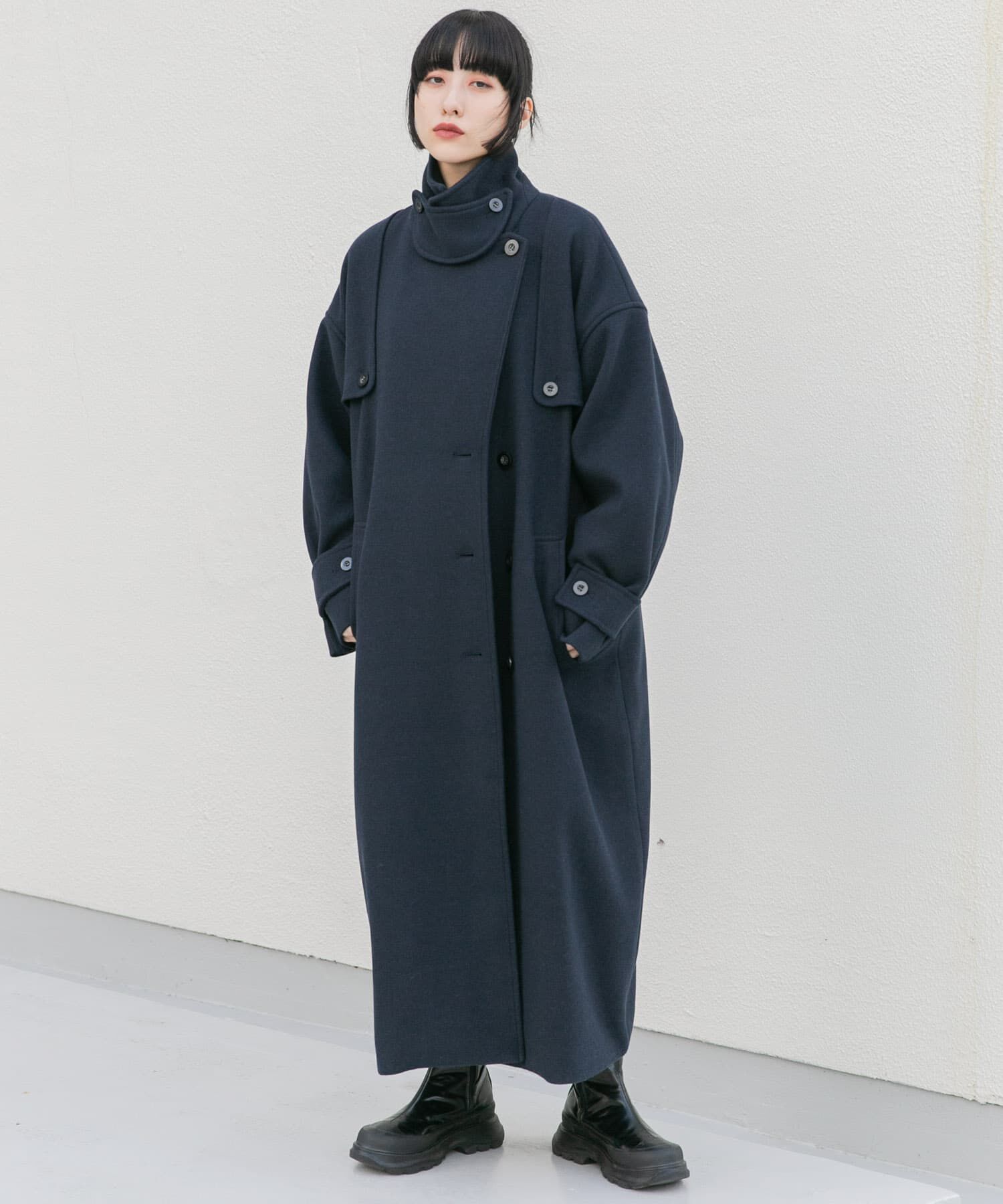  「『2サイズ展開』コクーンロングコート」|ステンカラーコート|