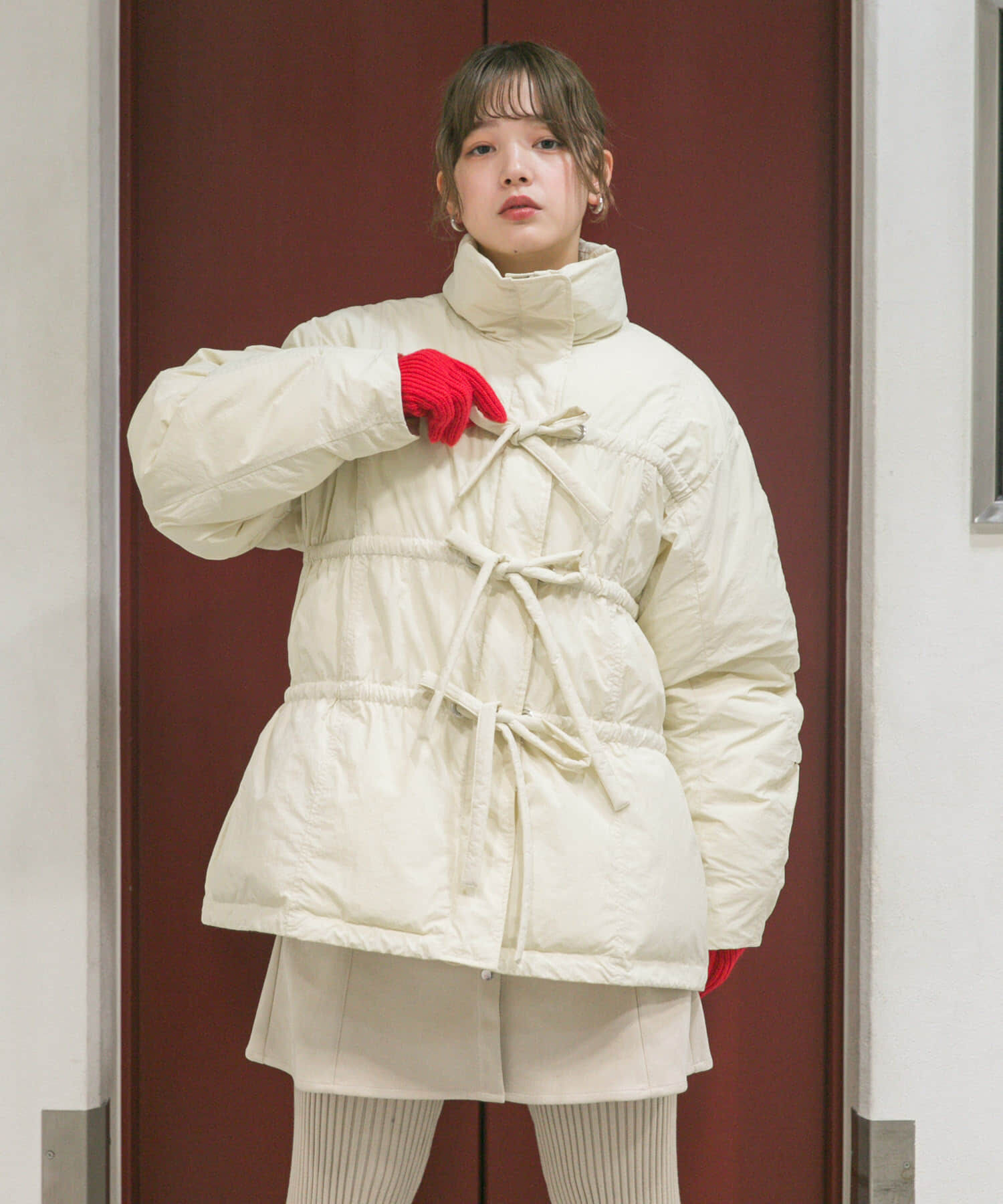  「フロントリボン中綿ジャケット」|ダウン|