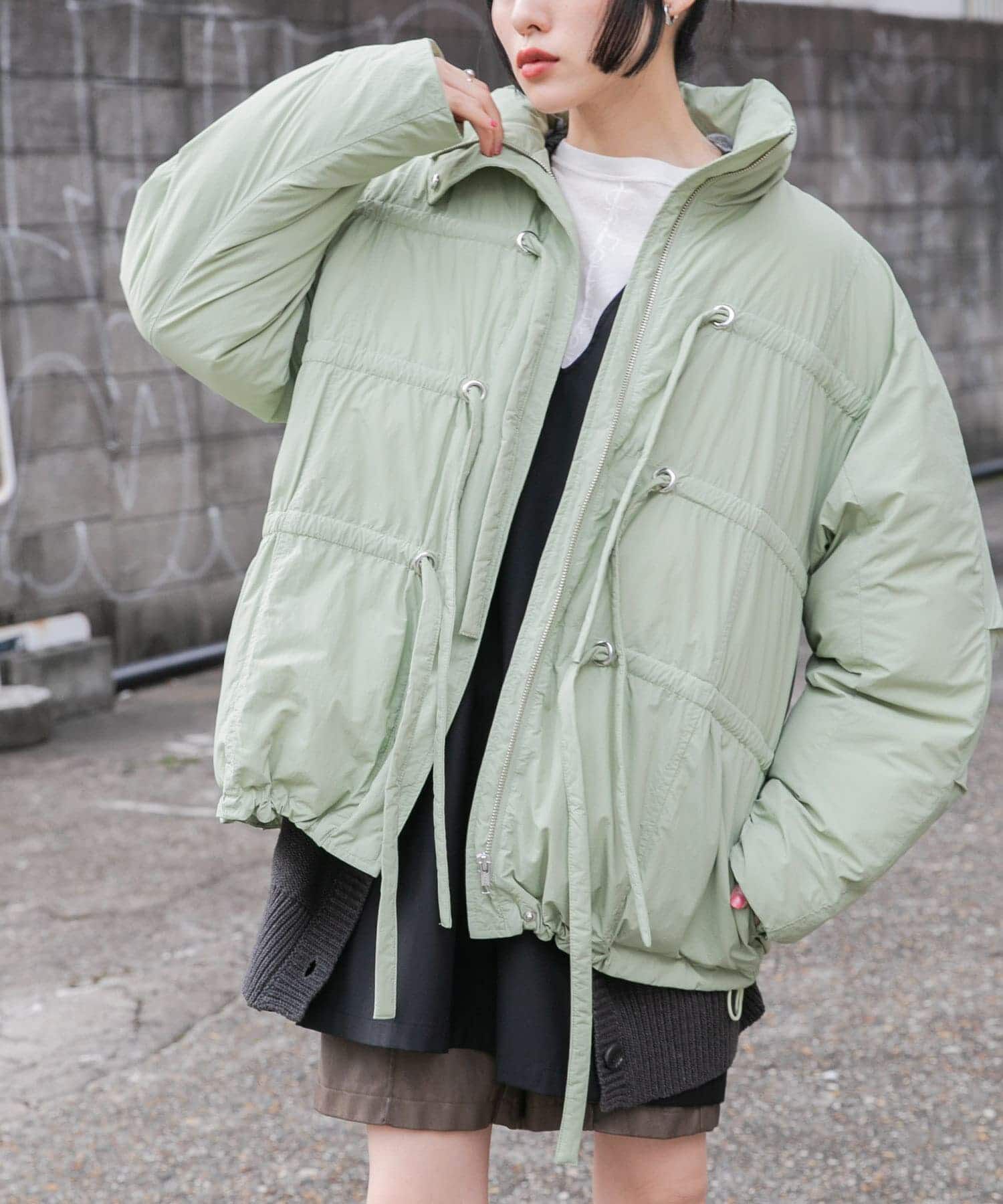  「フロントリボン中綿ジャケット」|ダウン|