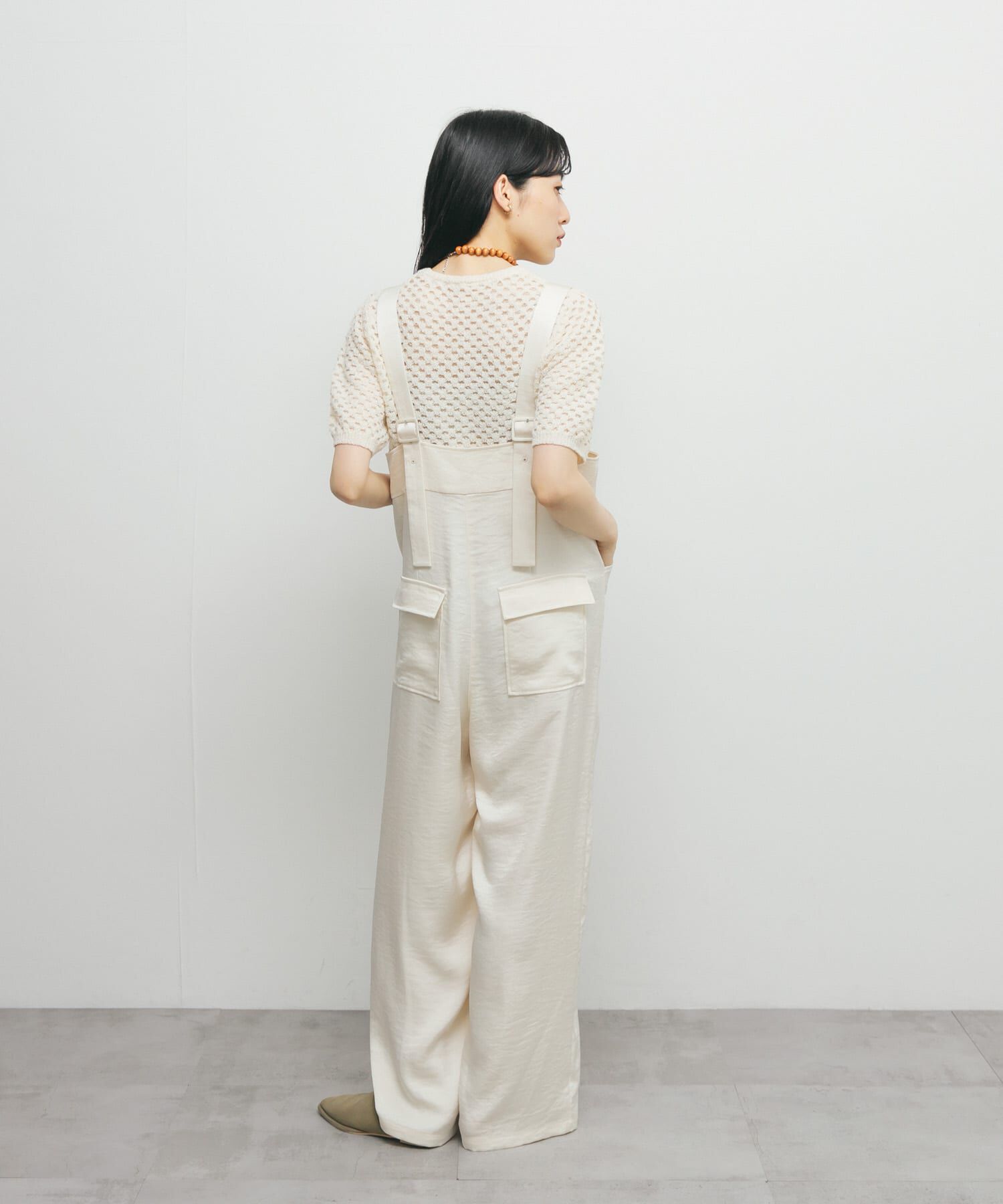  「フロントZIPサテンサロペット」|スカート|