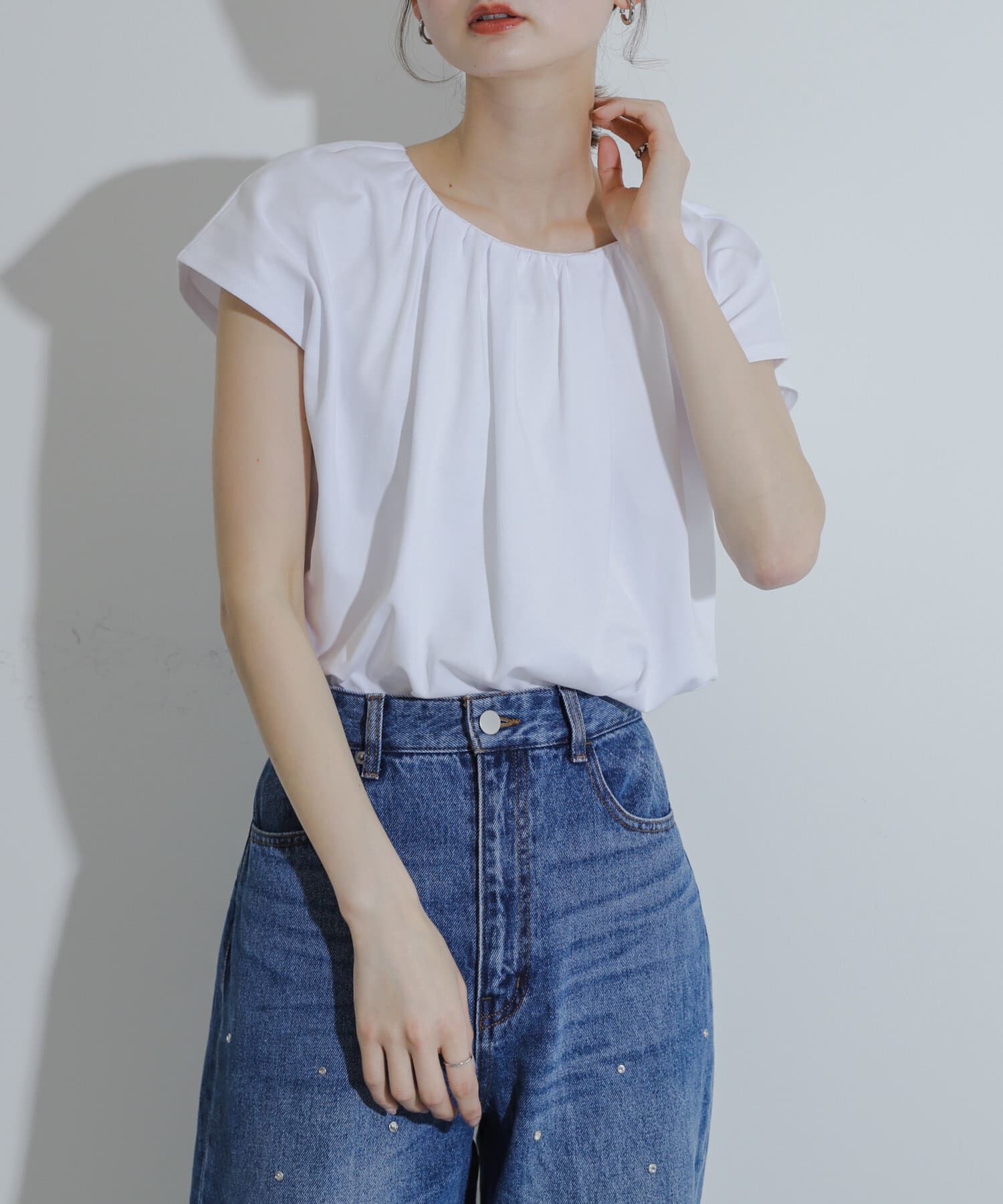 SENSE OF PLACE by URBAN RESEARCH「クールタッチフレンチスリーブタックブラウスTシャツ」|Tシャツ・カットソー|