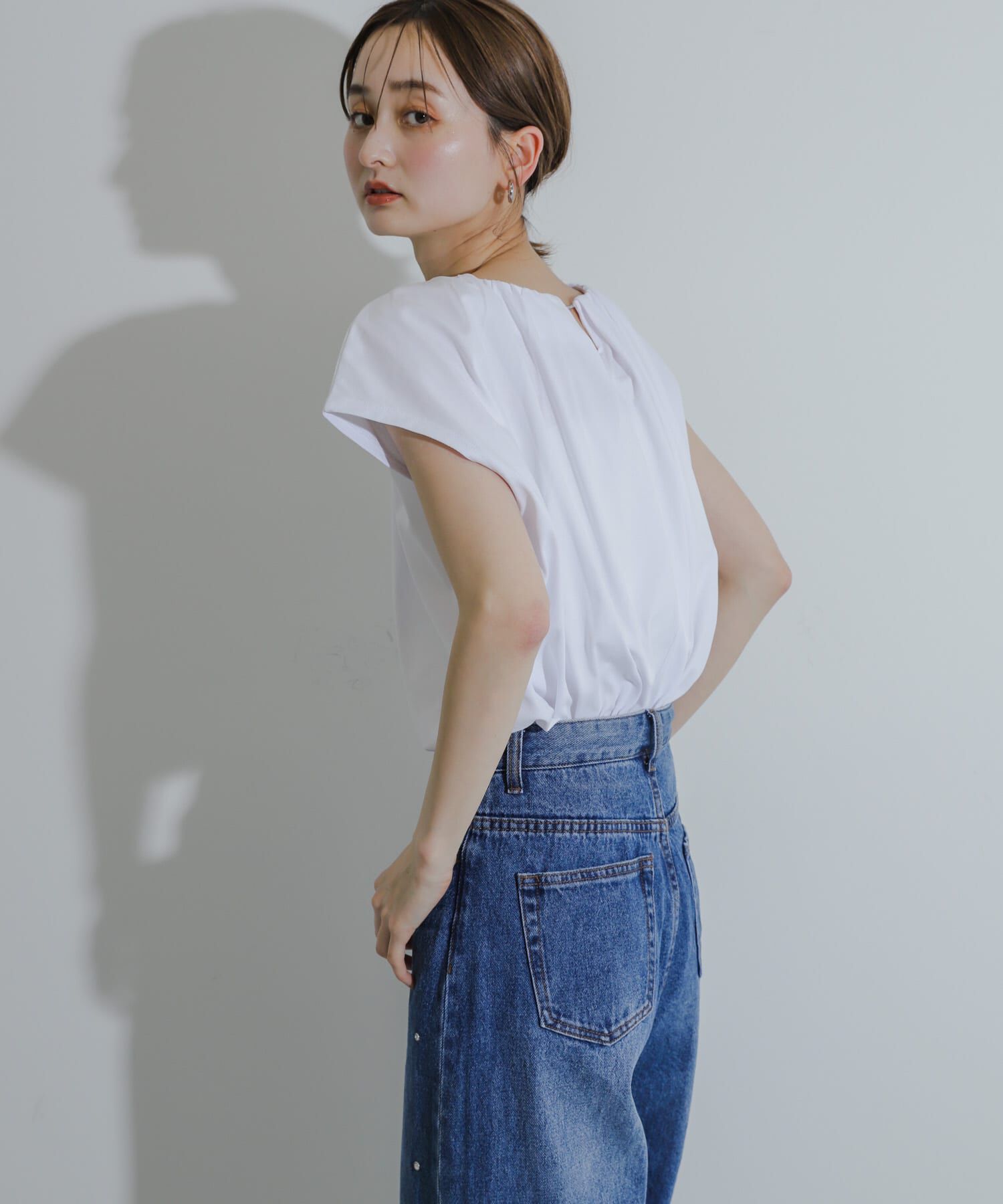 SENSE OF PLACE by URBAN RESEARCH「クールタッチフレンチスリーブタックブラウスTシャツ」|Tシャツ・カットソー|